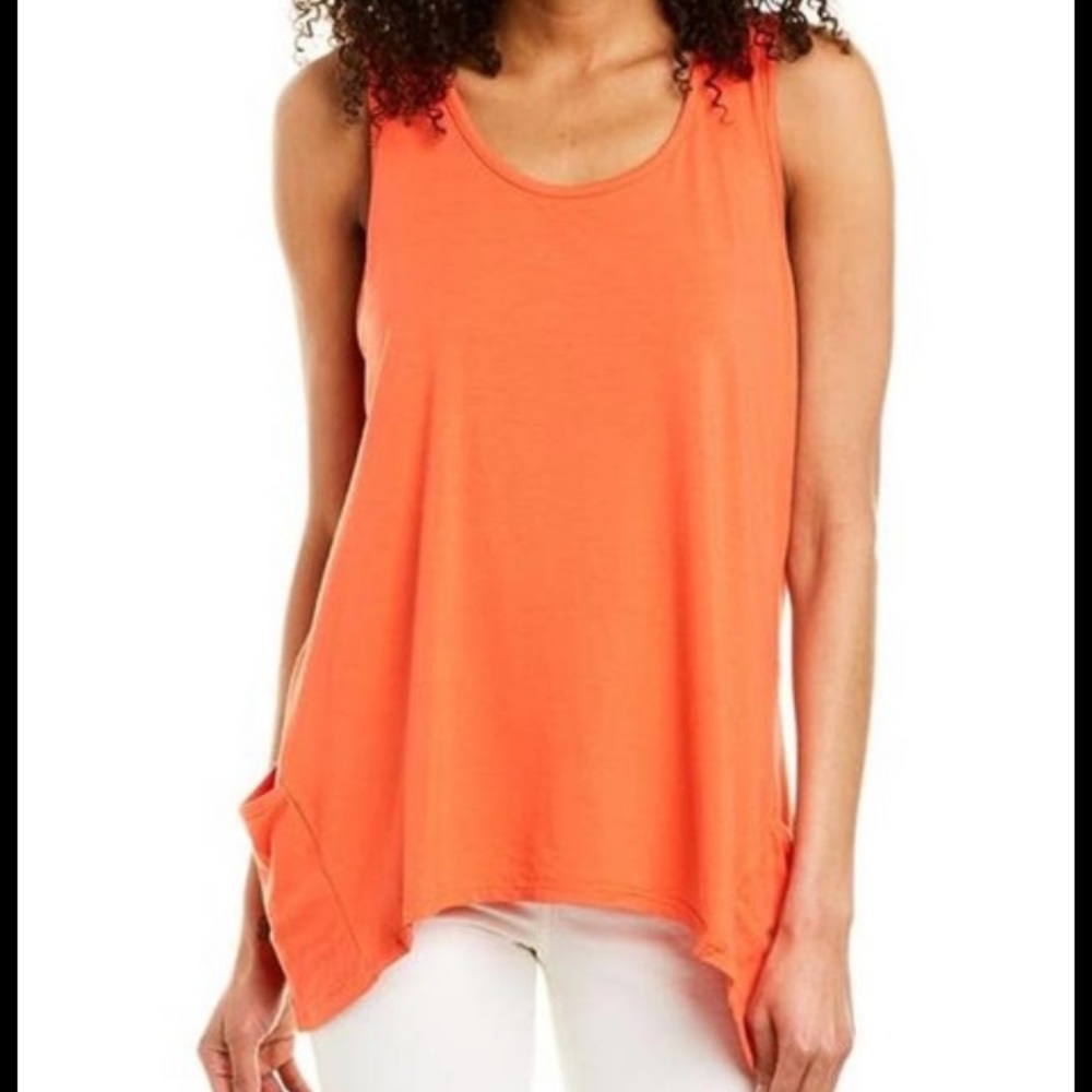 Johnny Was Calmé Coral Orange Bamboo and Organic Cotton Tank with Pockets Size M